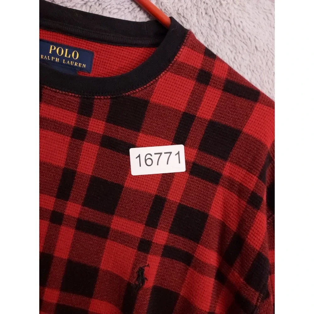 Polo Ralph Lauren Shirt‎ Mens Extra Large Waffle Knit Thermal Buffalo Plaid SLIM